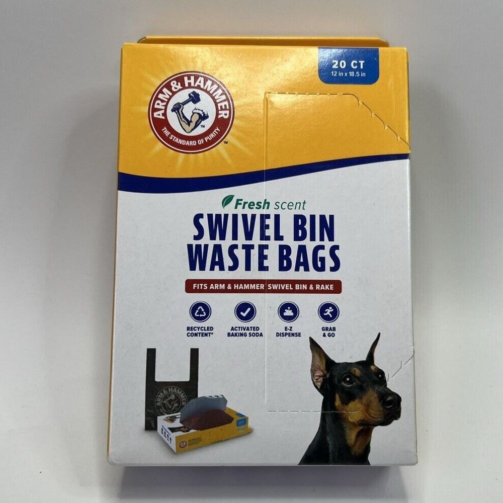 Arm & Hammer Fresh Scent Swivel Bin And Rake Heavy-Duty Waste Bags 20-count